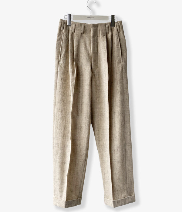 FUMIKA_UCHIDA/SPLASHED PATTERN WIDE TAPERED PANTS(OATMEAL)