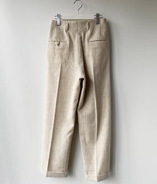 FUMIKA_UCHIDA/SPLASHED PATTERN WIDE TAPERED PANTS(OATMEAL)