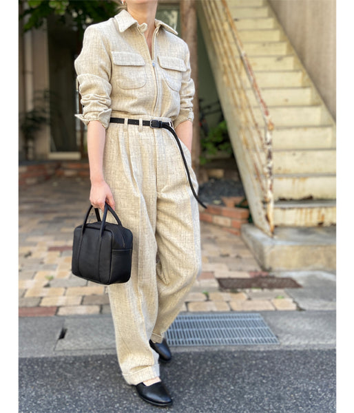 FUMIKA_UCHIDA/SPLASHED PATTERN WIDE TAPERED PANTS(OATMEAL)