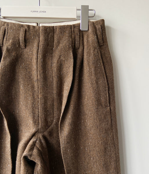 FUMIKA_UCHIDA/SPLASHED PATTERN WIDE TAPERED PANTS(BROWN)