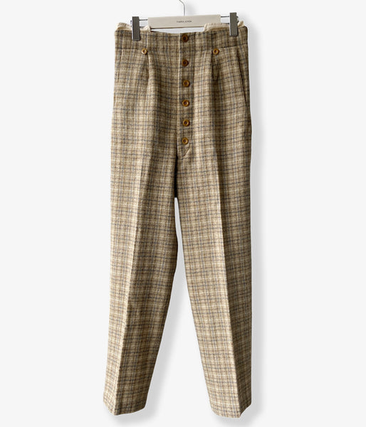 FUMIKA_UCHIDA/PLAID TWEED HIGH-WAIST SLACKS(PLAID BEIGE)