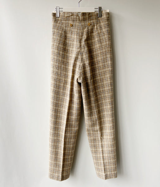 FUMIKA_UCHIDA/PLAID TWEED HIGH-WAIST SLACKS(PLAID BEIGE)