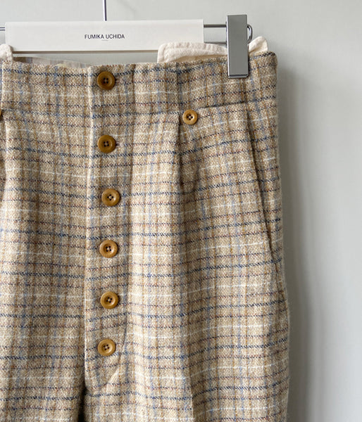 FUMIKA_UCHIDA/PLAID TWEED HIGH-WAIST SLACKS(PLAID BEIGE)