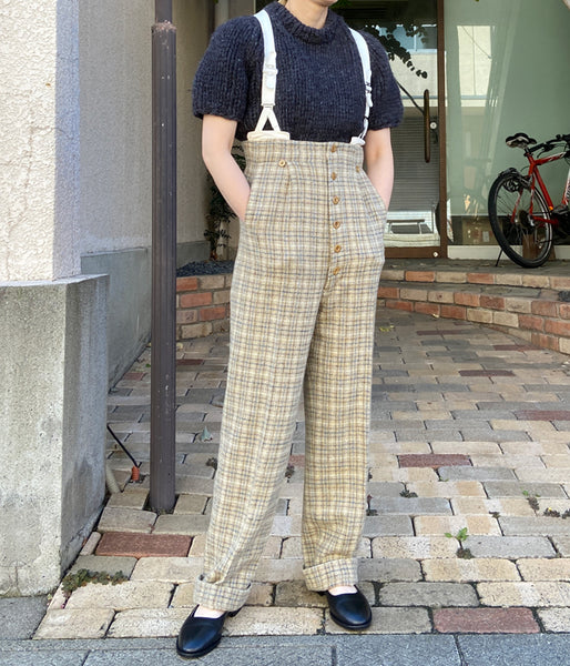 FUMIKA_UCHIDA/PLAID TWEED HIGH-WAIST SLACKS(PLAID BEIGE)