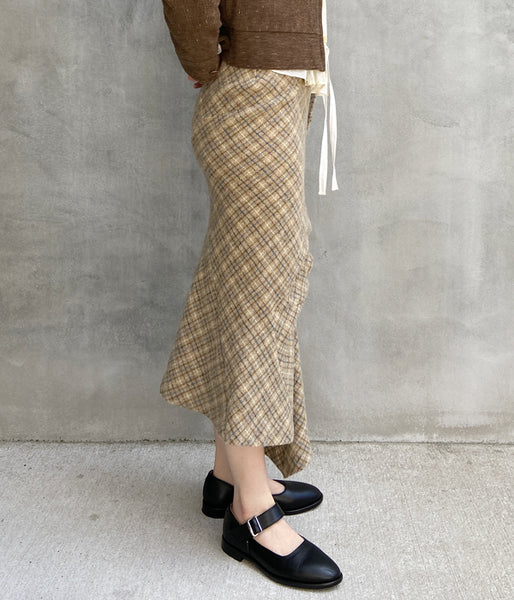 FUMIKA_UCHIDA/PLAID TWEED HOBBLE SKIRT(PLAID BEIGE)