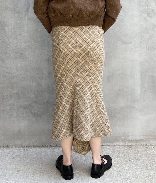 FUMIKA_UCHIDA/PLAID TWEED HOBBLE SKIRT(PLAID BEIGE)