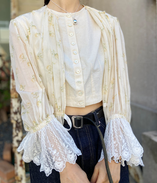 FUMIKA_UCHIDA/FLOWER PRINTED LAYERED BLOUSE(OFF WHITE)