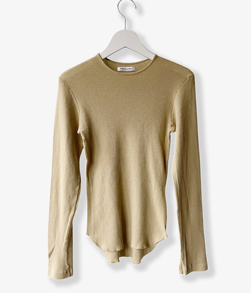 FUMIKA_UCHIDA/GAUZE WAFFLE CREW-NECK TOP (KHAKI)