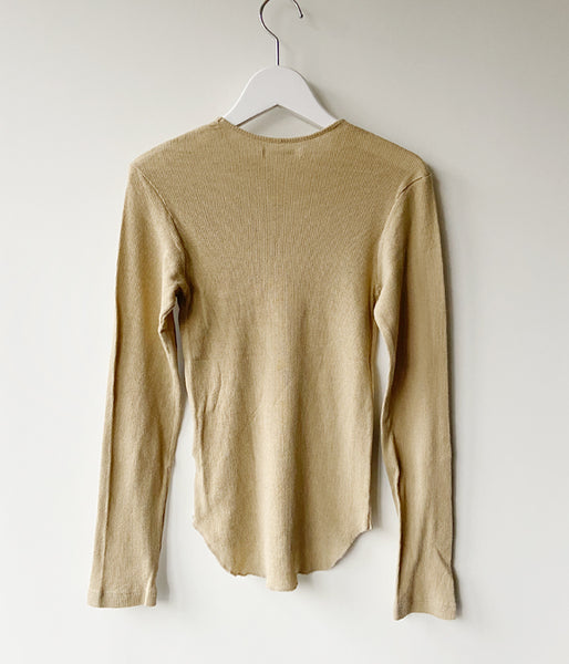 FUMIKA_UCHIDA/GAUZE WAFFLE CREW-NECK TOP (KHAKI)