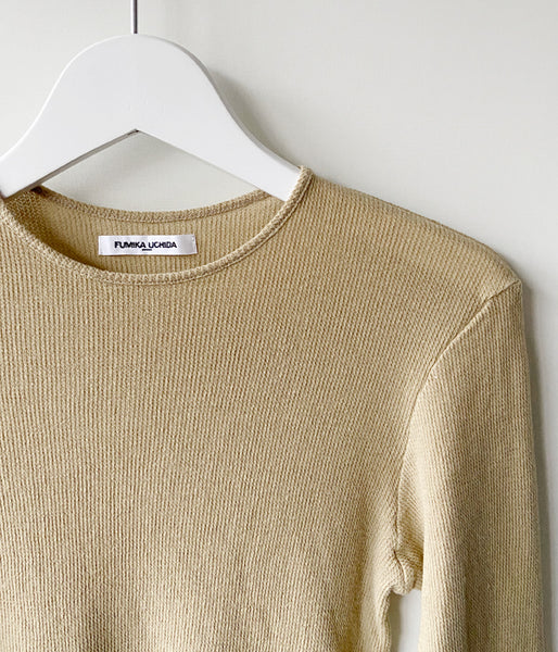 FUMIKA_UCHIDA/GAUZE WAFFLE CREW-NECK TOP (KHAKI)