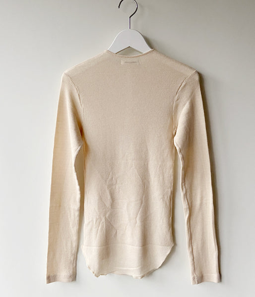 FUMIKA_UCHIDA/GAUZE WAFFLE HENLEY-NECK TOP (OFF WHITE)