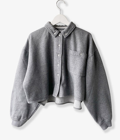 FUMIKA_UCHIDA/SWEAT SNAP BUTTON-UP SHIRT(GREY)