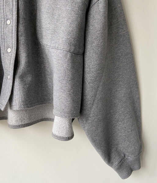 FUMIKA_UCHIDA/SWEAT SNAP BUTTON-UP SHIRT(GREY)