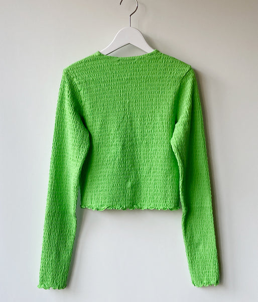 PHEENY/COTTON SHIRRING CARDIGAN(GREEN)