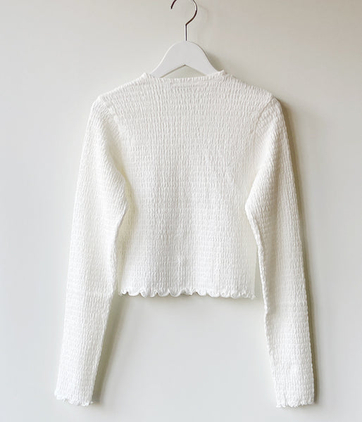 PHEENY/COTTON SHIRRING CARDIGAN(WHITE)