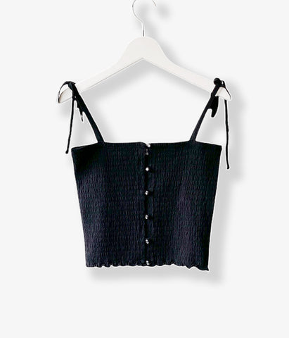 PHEENY/COTTON SHIRRING CAMISOLE(BLACK)