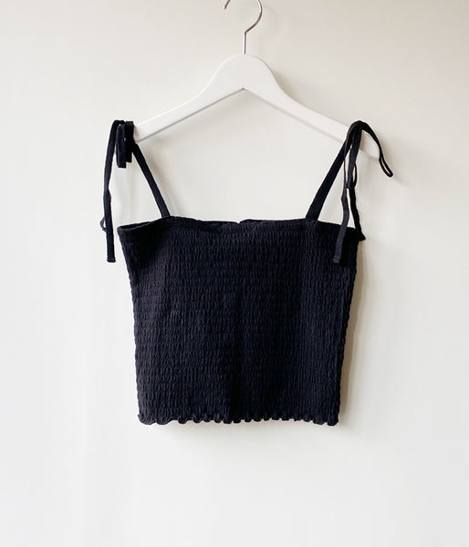 PHEENY/COTTON SHIRRING CAMISOLE(BLACK)