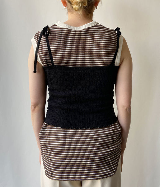 PHEENY/COTTON SHIRRING CAMISOLE(BLACK)