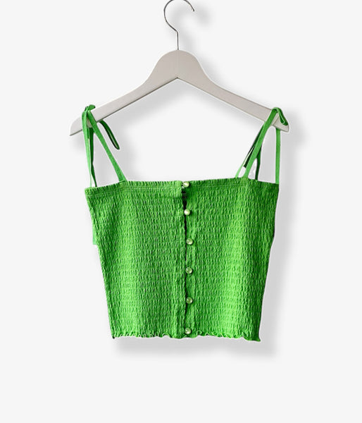 PHEENY/COTTON SHIRRING CAMISOLE(GREEN)