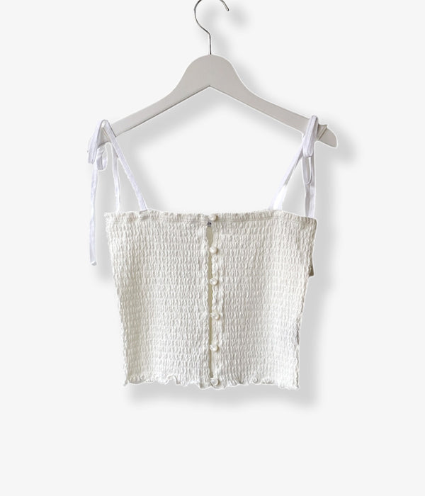 PHEENY/COTTON SHIRRING CAMISOLE(WHITE)