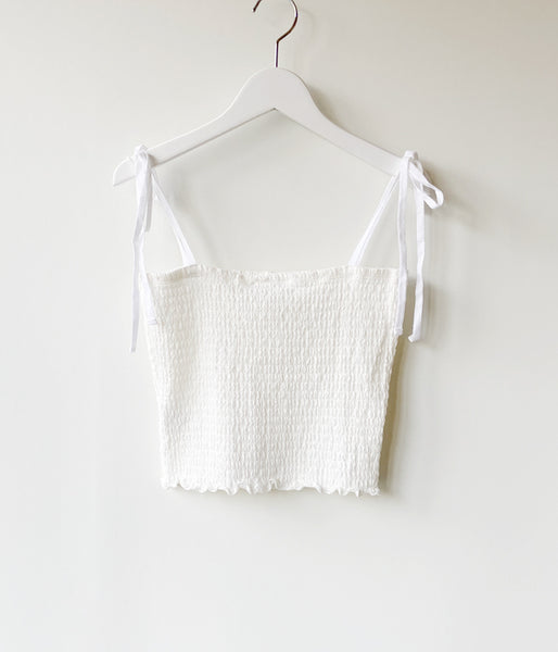 PHEENY/COTTON SHIRRING CAMISOLE(WHITE)