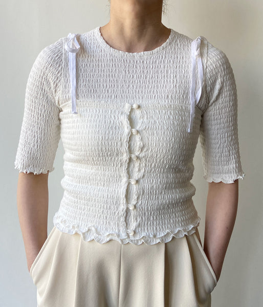 PHEENY/COTTON SHIRRING CAMISOLE(WHITE)