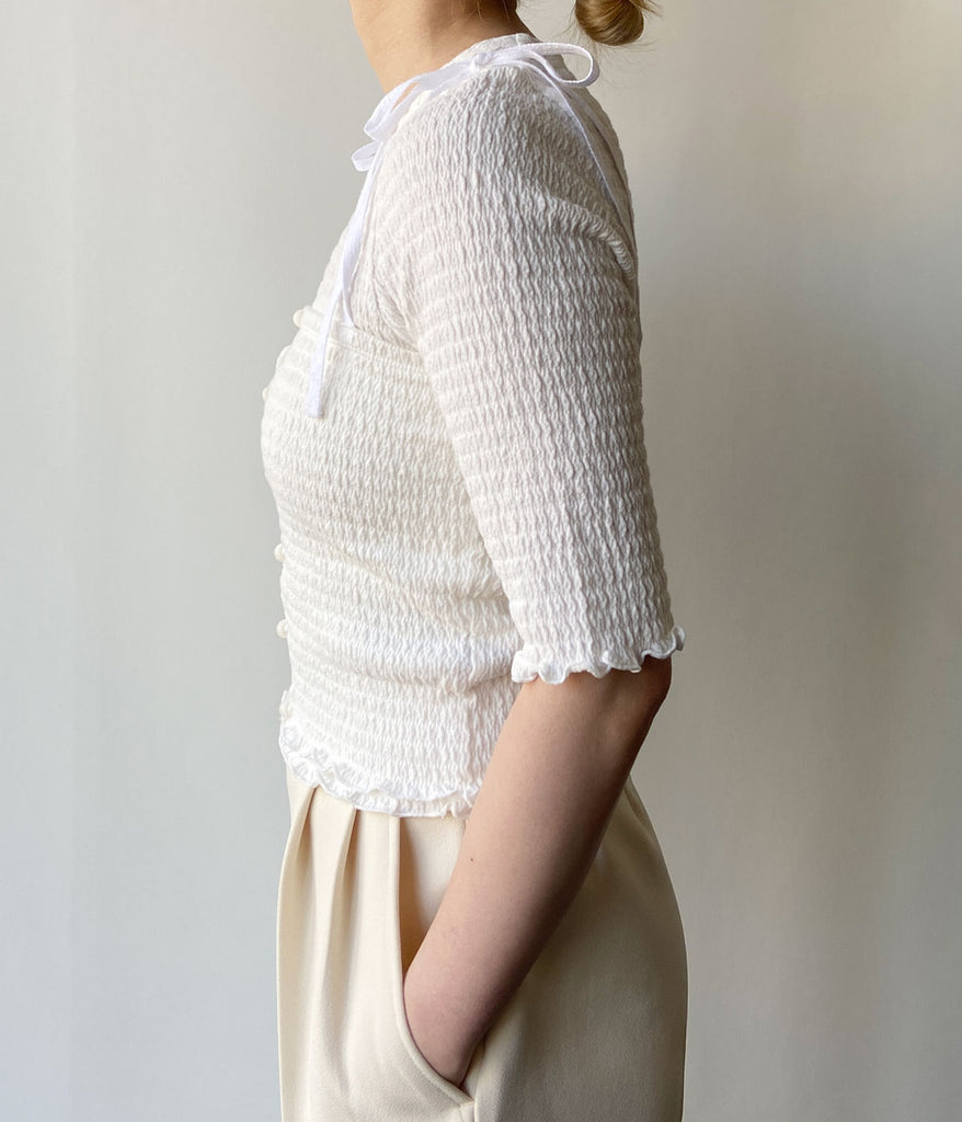 PHEENY/COTTON SHIRRING CAMISOLE(WHITE)