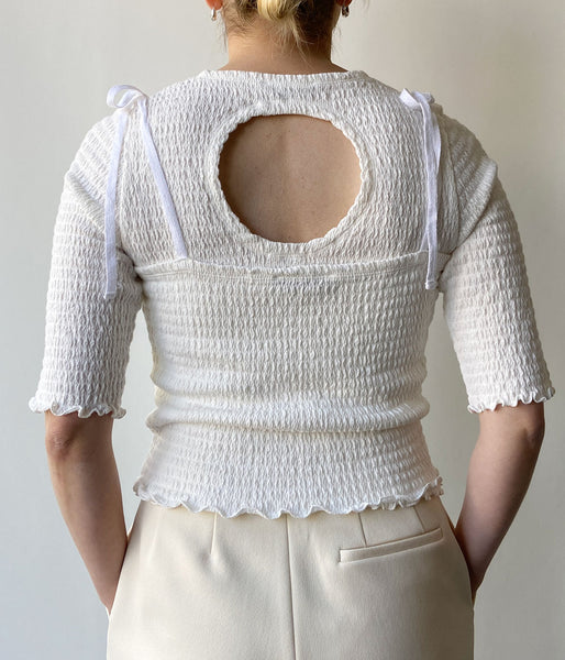 PHEENY/COTTON SHIRRING CAMISOLE(WHITE)