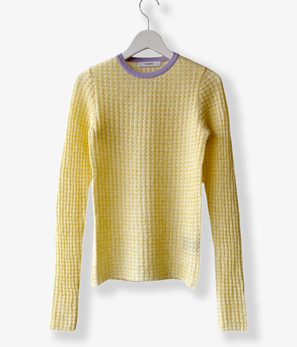 PHEENY/CHECK JACQUARD KNIT L/S(YELLOW)