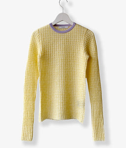 PHEENY/CHECK JACQUARD KNIT L/S(YELLOW)