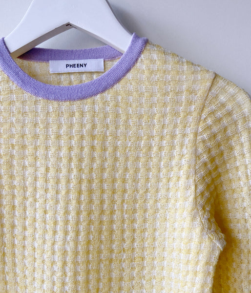 PHEENY/CHECK JACQUARD KNIT L/S(YELLOW)