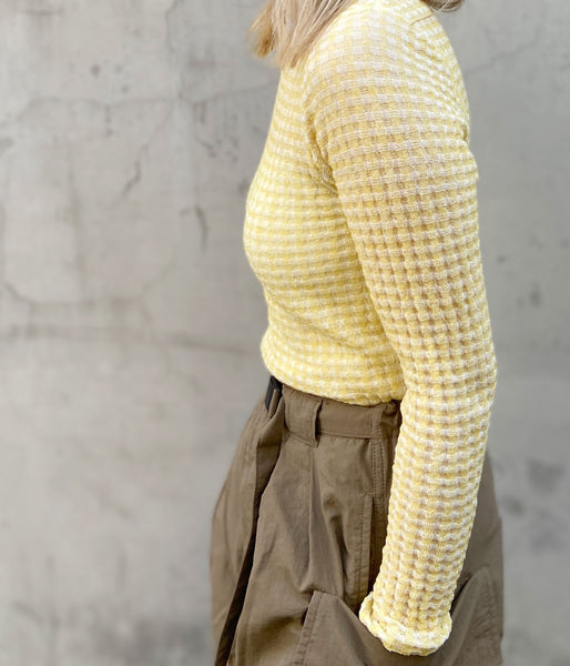 PHEENY/CHECK JACQUARD KNIT L/S(YELLOW)
