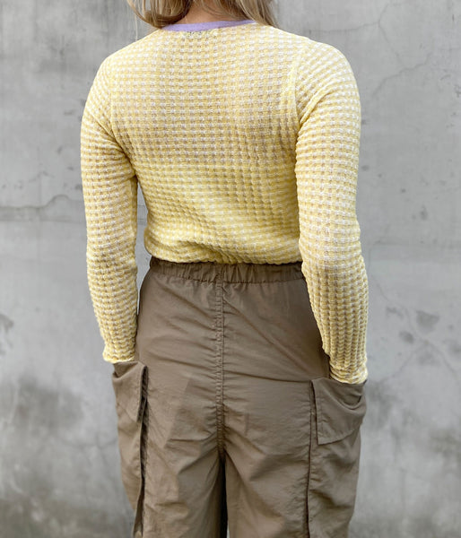 PHEENY/CHECK JACQUARD KNIT L/S(YELLOW)