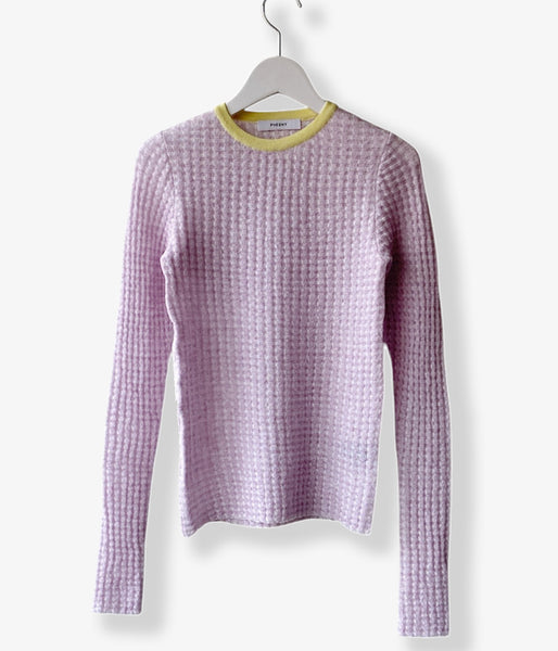 PHEENY/CHECK JACQUARD KNIT L/S(LAVENDER)