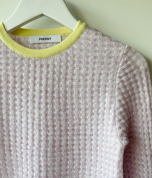 PHEENY/CHECK JACQUARD KNIT L/S(LAVENDER)