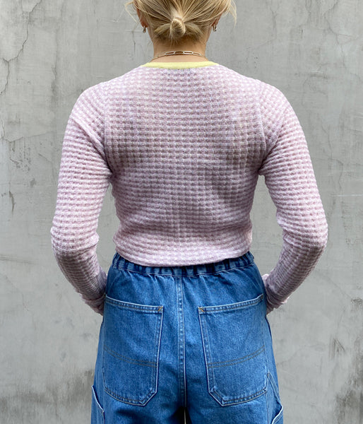 PHEENY/CHECK JACQUARD KNIT L/S(LAVENDER)