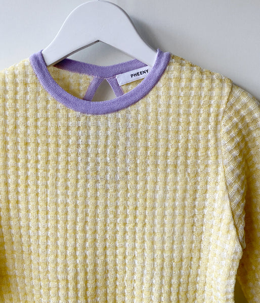 PHEENY/CHECK JACQUARD KNIT S/S(YELLOW)