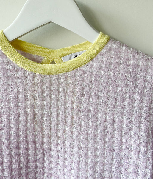 PHEENY/CHECK JACQUARD KNIT S/S(LAVENDER)