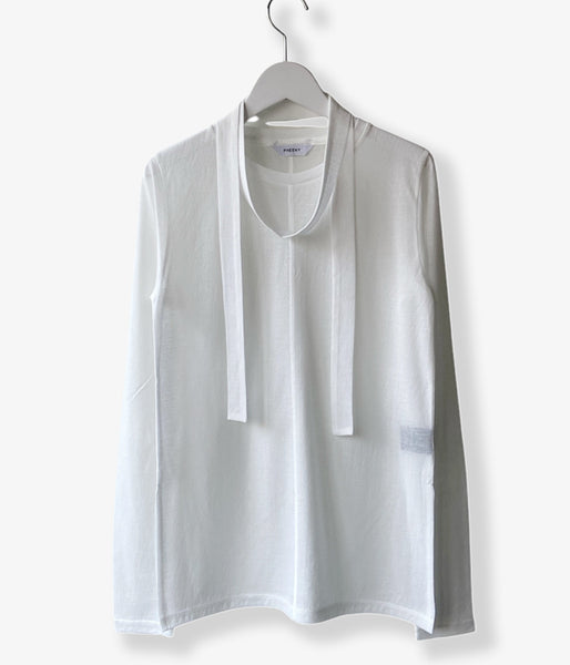 PHEENY/COTTON NYLON SHEER L/S(WHITE)