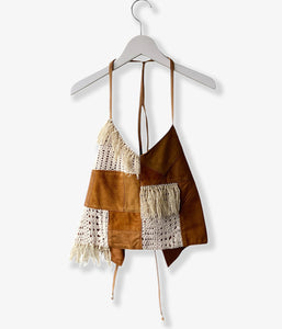 nowos/PATCHWORK SUEDE CAMISOLE(BEIGE)