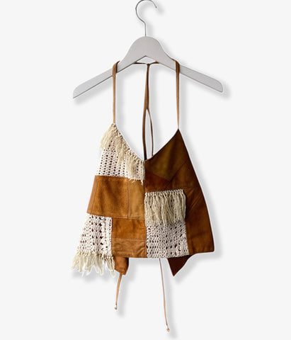 nowos/PATCHWORK SUEDE CAMISOLE(BEIGE)