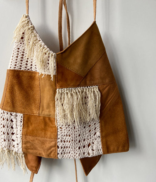 nowos/PATCHWORK SUEDE CAMISOLE(BEIGE)