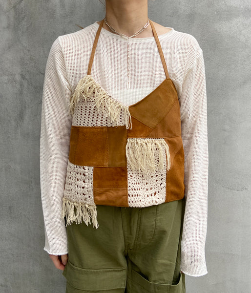 nowos/PATCHWORK SUEDE CAMISOLE(BEIGE)