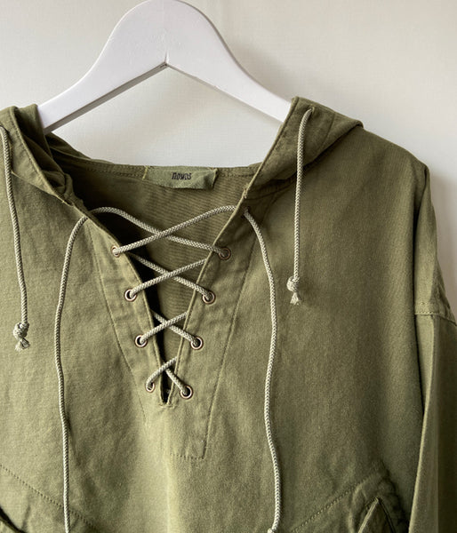 nowos/LACE UP PULLOVER SHIRT(GREEN)