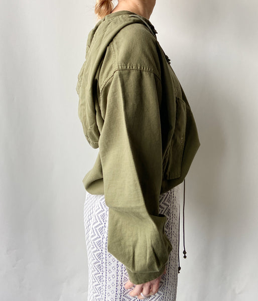 nowos/LACE UP PULLOVER SHIRT(GREEN)