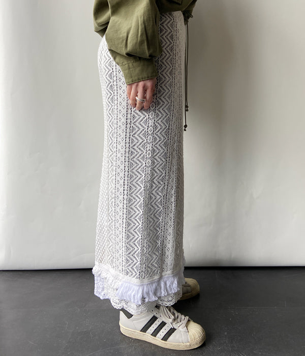 nowosレースロングスカート nowos/LACE SKIRT(WHITE)