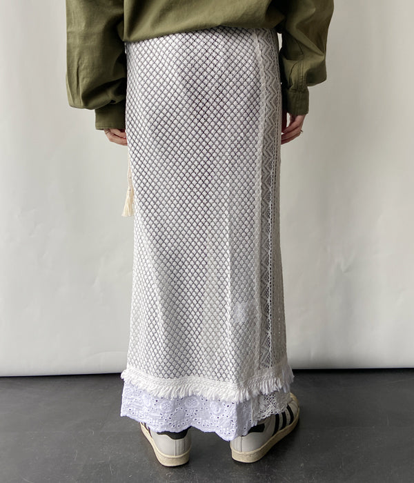 nowos ロングスカート nowos/LACE SKIRT(WHITE)