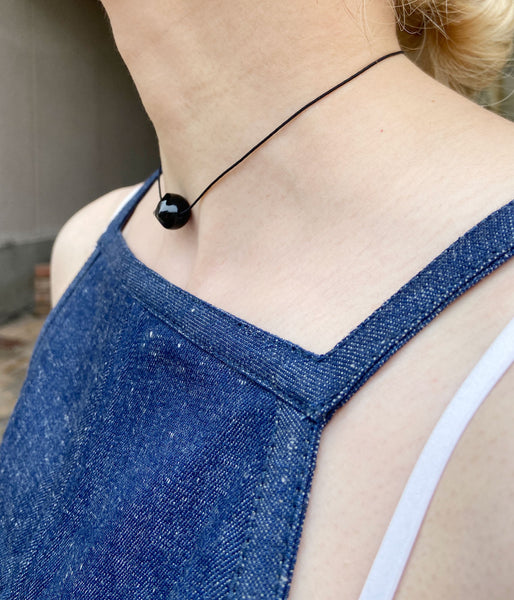 R.ALAGAN/DISTORTED STONE CHOKER(OBSIDIAN)