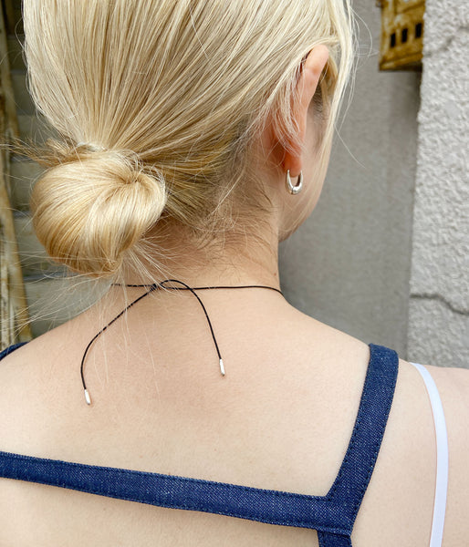 R.ALAGAN/DISTORTED STONE CHOKER(OBSIDIAN)