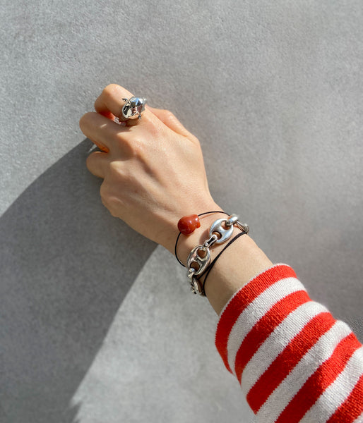 R.ALAGAN/DISTORTED STONE CHOKER(RED AGATE)